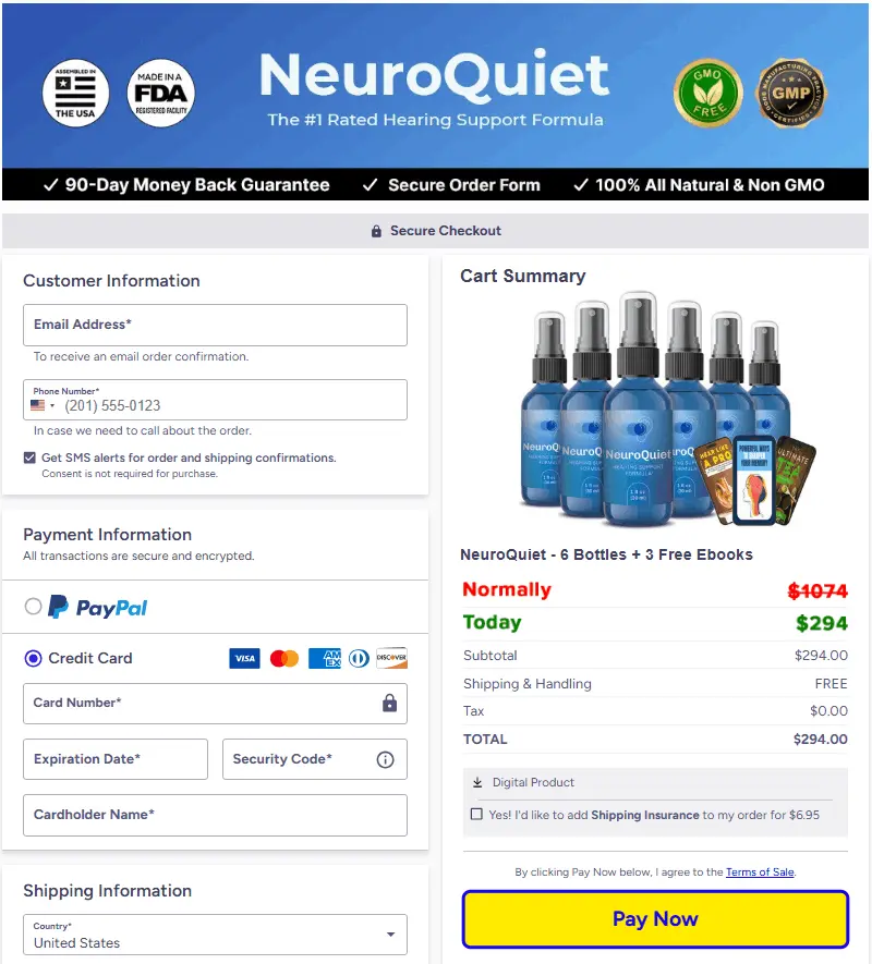 NeuroQuiet order_page